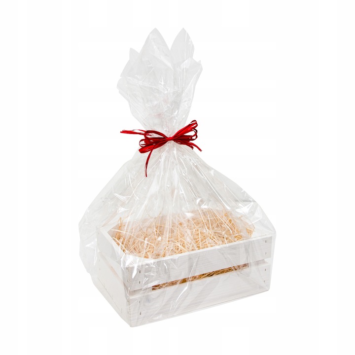 Koszyk Prezentowy Zestaw Skrzynka Drewniana Biała Pudełko Box Biały