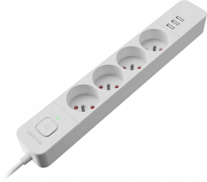 Listwa Zasilająca Przedłużacz z 3xUSB z Włącznikiem Antyprzepięciowa