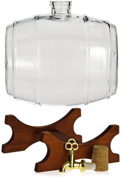 Beczka szklana antałek beczułka karafka 2L z kranikiem GRAWEREM na