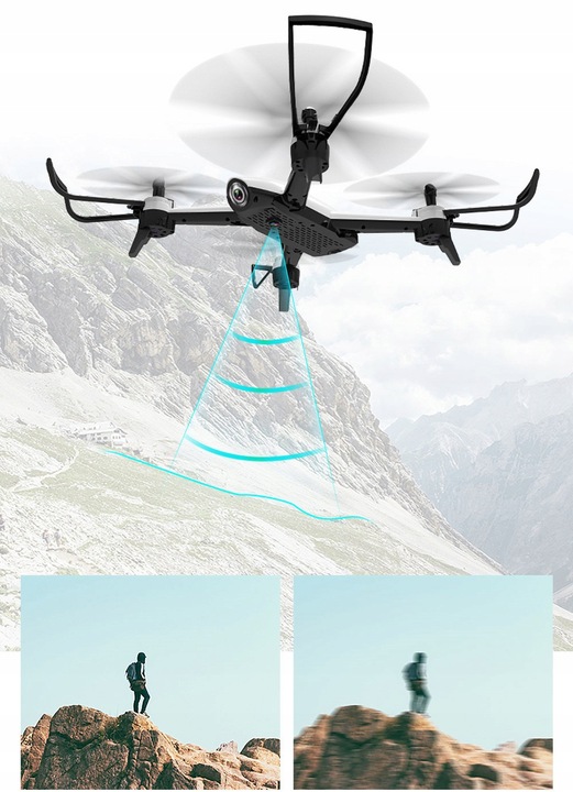 DRON SG106 PODWÓJNA KAMERA 4K HD WIFI FPV CZARNY PRO MINI RC 2 KAMERY FLY