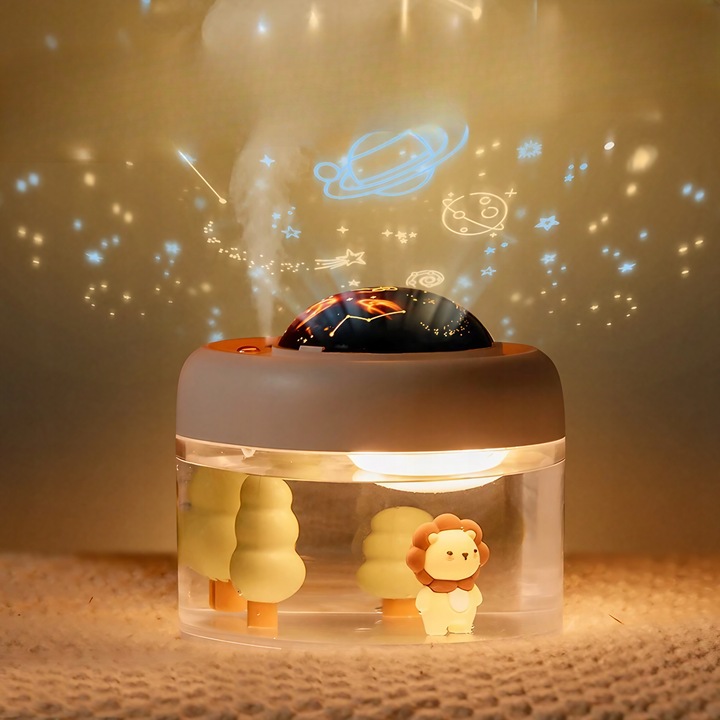 NAWILŻACZ POWIETRZA LAMPKA NOCNA Z PROJEKTOREM GWIAZD TYGRYSEK DLA