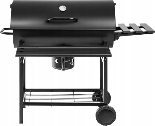 GRILL WĘGLOWY OGRODOWY 2 RUSZTY CHROMOWANE 2 PÓŁKI POPIELNIK TERMOMETR STAL