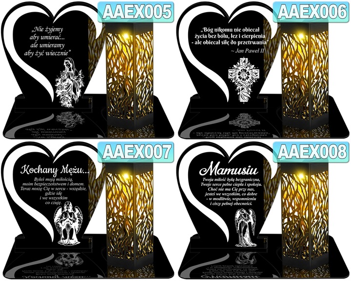 ZNICZ SOLARNY LED WIECZNY DLA MAMY NA CMENTARZ GRÓB lampka Napis Serce 3D