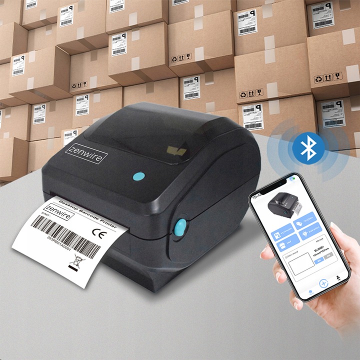 Drukarka Termiczna Etykiet Kurierskich Samoprzylepnych WiFi Bluetooth USB