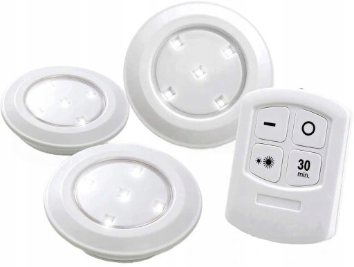 3x Lampka bezprzewodowa na baterie LED + PILOT
