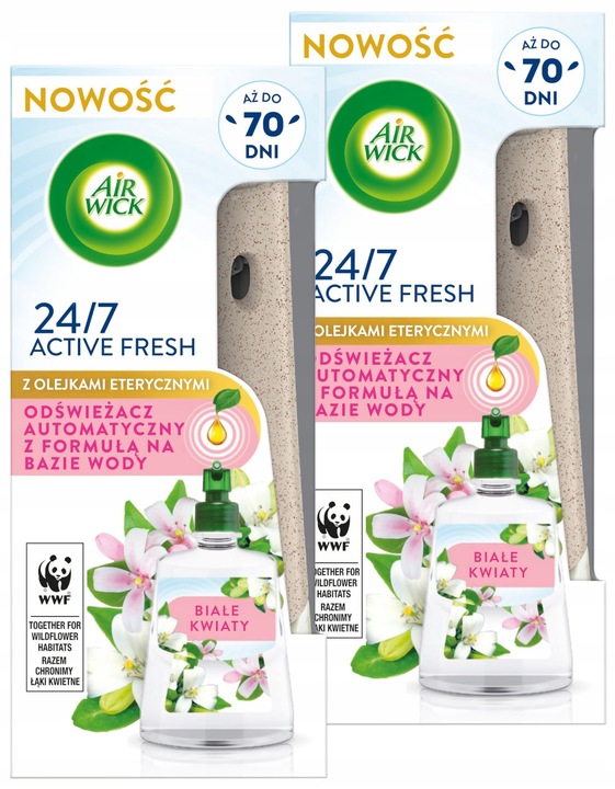 Air Wick Active Fresh dyfuzor + wkład Białe Kwiaty Komplet 2 x 228 ml