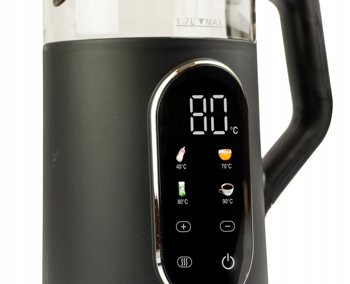 CZAJNIK ELEKTRYCZNY REGULACJA TEMPERATURY DIGITAL CZARNY 1,7L 2200W