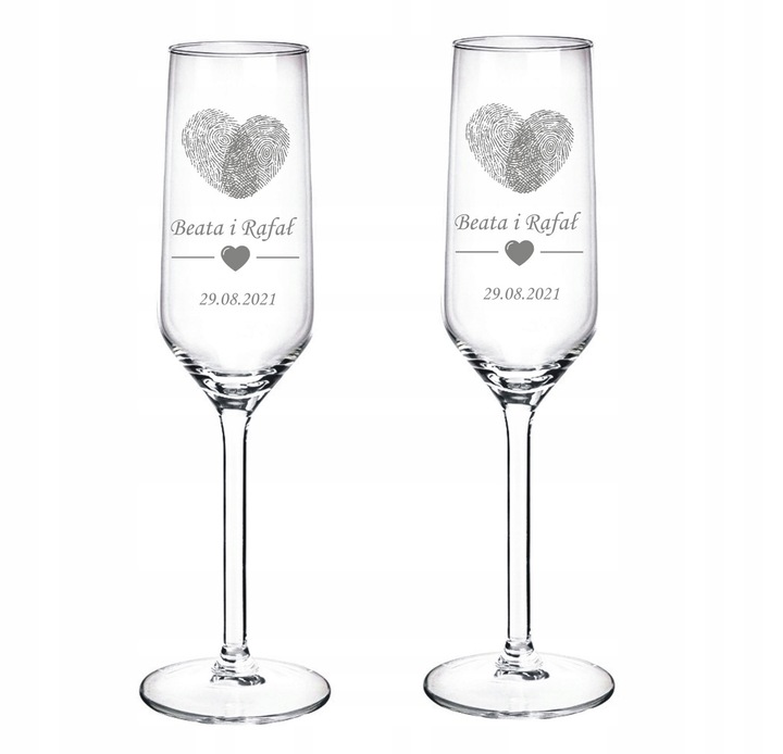 2x KIELISZKI DO SZAMPANA Z GRAWEREM PREZENT ŚLUB Personalizacja