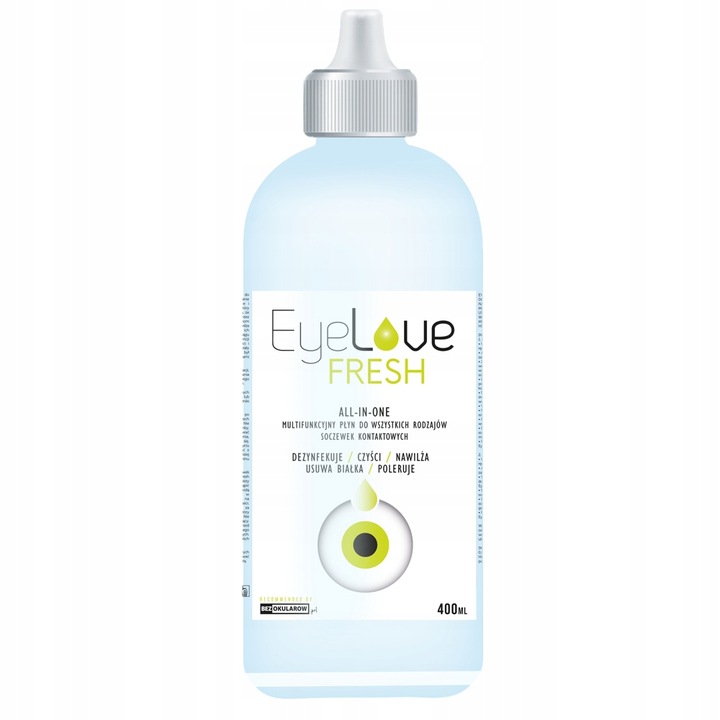 Płyn do soczewek z hialuronianem sodu EyeLove Fresh 400 ml +pojemnik