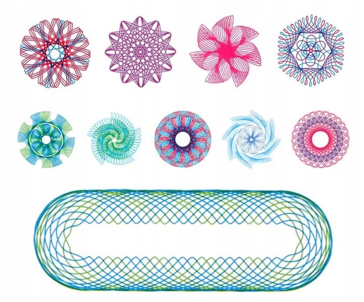 SPIROGRAF KREATYWNY ZESTAW DO RYSOWANIA WZORÓW XXL SZABLONY PISAKI KARTKI