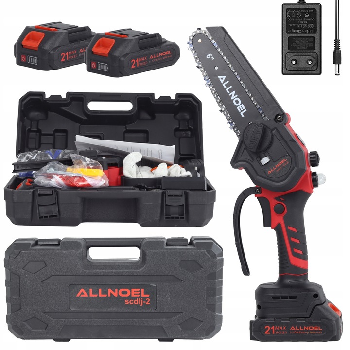 PIŁA ŁAŃCUCHOWA AKUMULATOROWA 21V PILARKA 6" 2x AKUMULATOR WALIZKA