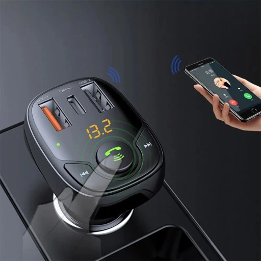 Transmiter SZYBKA Ładowarka ROCK B301 Bluetooth 5.0 FM USB + USB-C QC 4.0