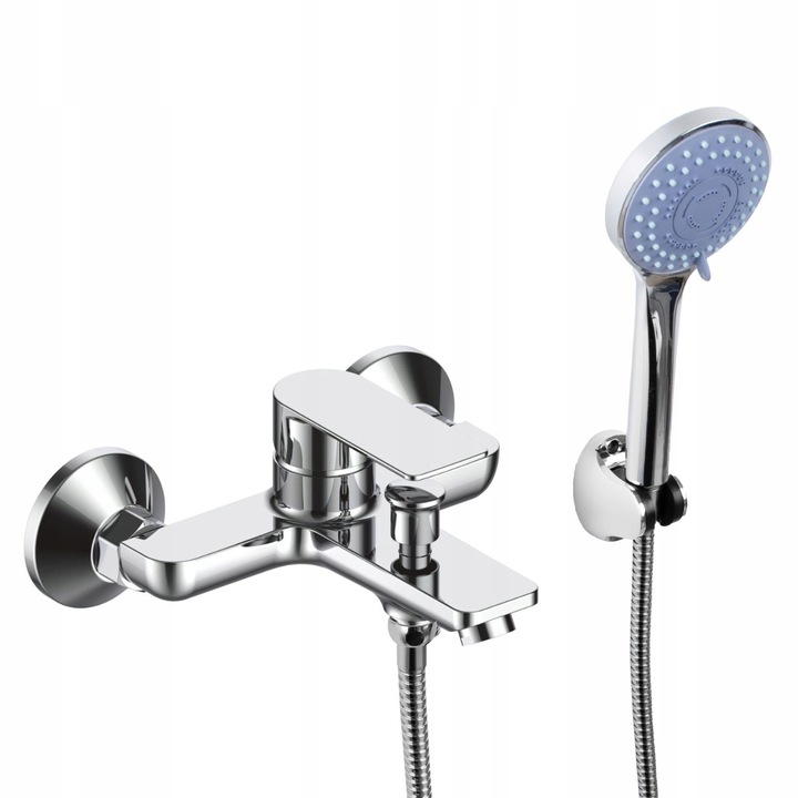 Bateria wannowa z prysznicem chrom zestaw wannowo prysznicowy ze