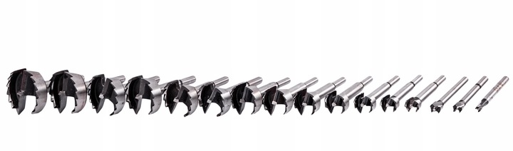 SĘKOWNIKI FREZY WIERTŁA DO DREWNA 6-54 mm 16 el