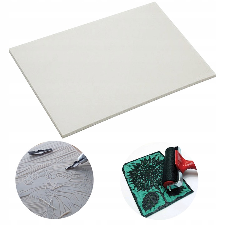 Linoleum płytka do linorytu Essdee druku wypukłego wklęsłego SZARA 30x20 cm