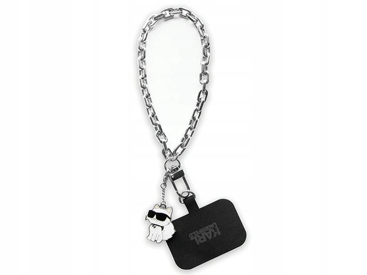 Pasek KARL LAGERFELD Universal Hand Strap Choupette Srebrny
