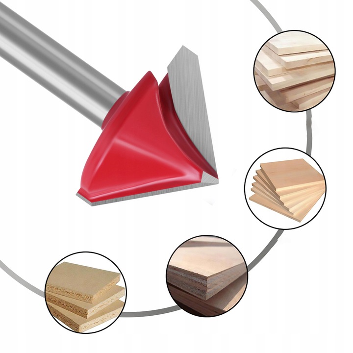 Frez VHM do PŁYT GIPS-Karton GK 90 stopni kątowy 8mm uchwyt