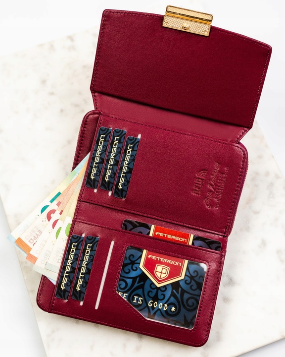 Peterson damski portfel ze skóry ekologicznej w kwiaty pionowy na