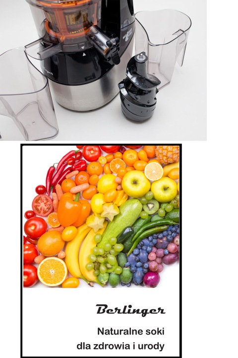 Wyciskarka wolnoobrotowa Berlinger 800W mocna sokowirówka 3 sita duży
