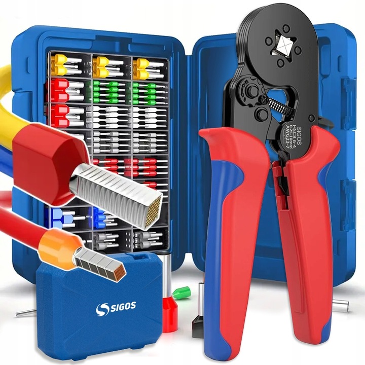 ZACISKARKA TULEJEK KONEKTORÓW PRASKA KOŃCÓWEK KABLI + 1200 SZT WALIZKA