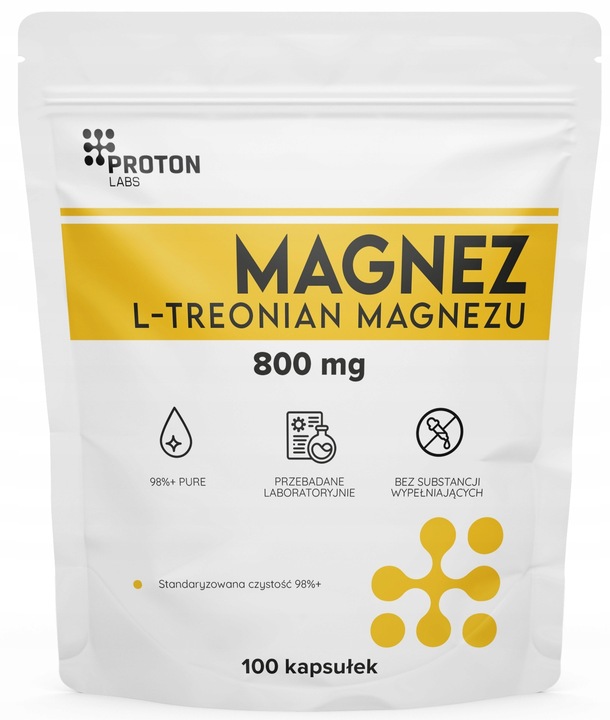 PROTON LABS L-treonian Magnezu 600mg 100 kapsułek Czysty Treonian Threonate