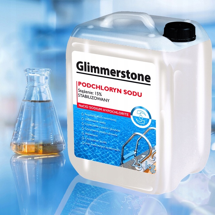 PODCHLORYN SODU STABILIZOWANY 15% CHLOR W PŁYNIE DO BASENU STUDNI 25kg