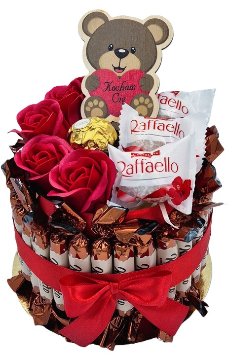 Tort ze Słodyczy Kosz Prezentowy Zestaw Prezent na Urodziny Imieniny