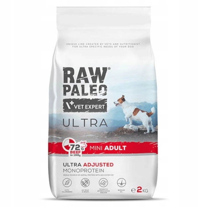 Raw Paleo Ultra Beef Adult Mini 2kg Karma z Wołowiną Dla Psów Ras Małych