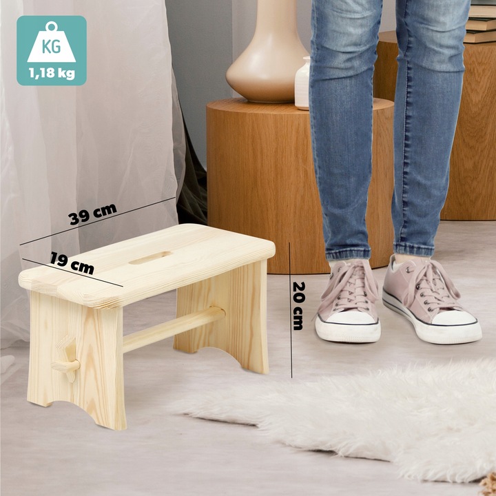 TABORET DREWNIANY KUCHENNY STOŁEK KRZESŁO 39cm SOLIDNY PODEST RYCZKA