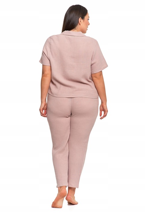 Moraj Długa Bardzo delikatna Piżama Damska z Muślinu Beżowa 5000-008 M