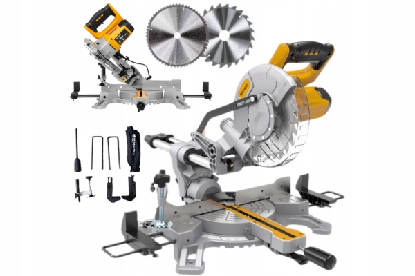 PIŁA UKOSOWA 1500W Ukośnica z posuwem 210mm LASER + 2 x TARCZA 24z 48z