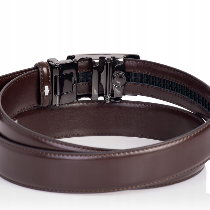Pasek SKÓRZANY Męski Automat BRĄZOWY spodni klamra
