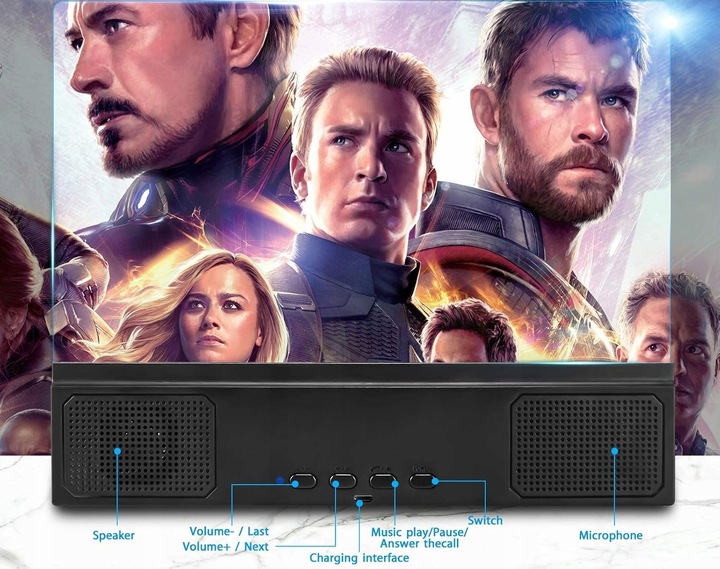 Szkło Powiększające Lupa 3D Ekran 12 Głośnik Bluetooth 2w1 Składany Uchwyt