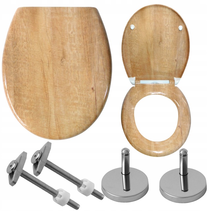 DESKA WC KLOZETOWA SEDESOWA WOLNOOPADAJĄCA NADRUK DĄB DREWNO TWARDA ESTIVA