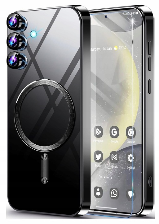 ETUI MAGSAFE GLAMOUR CLEAR CASE do SAMSUNG GALAXY S24 FE 5G SZKŁO HARTOWANE