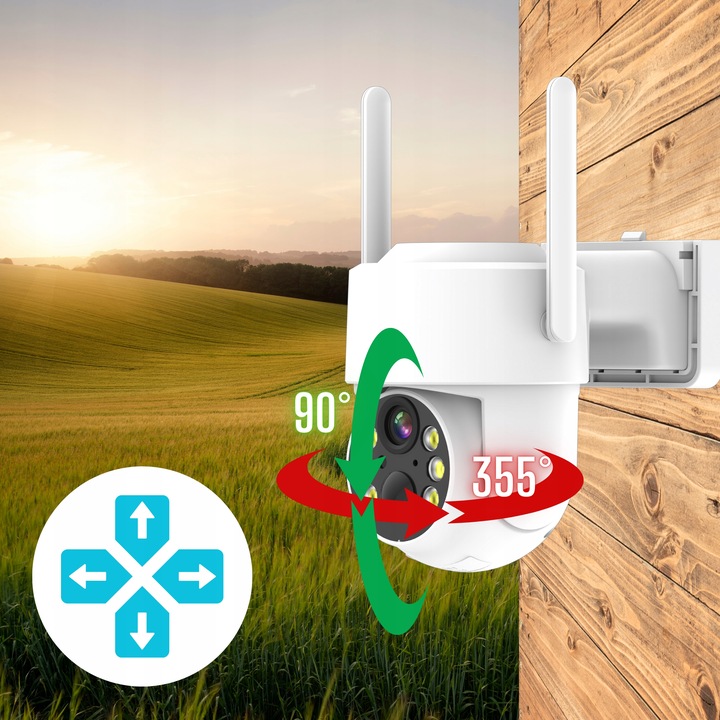 SOLARNA KAMERA WIFI 4MPX SMART ZEWNĘTRZNA OBROTOWA IP BEZPRZEWODOWA ALARM