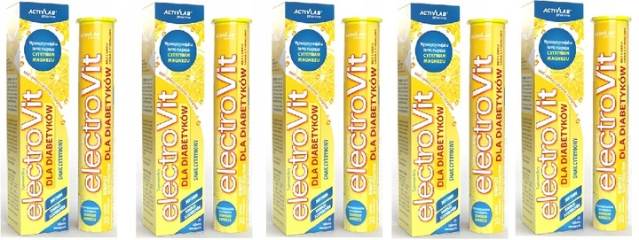5x ELECTROVIT DLA DIABETYKÓW ELEKTROLITY BEZ CUKRU 100 tabletek musujących