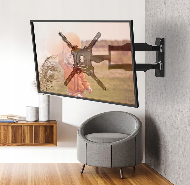 UCHWYT DO TELEWIZORA 26-55 CALI OBROTOWY DŁUGIE RAMIĘ 72CM REGULOWANY