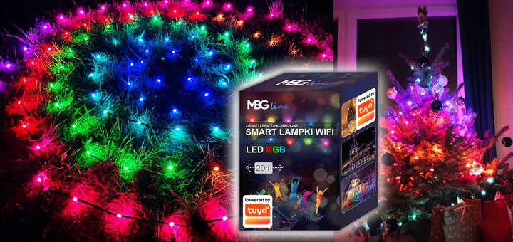 Lampki Choinkowe LED WIFI Świąteczne SMART taśma TUYA 20m 200szt MULTIKOLOR