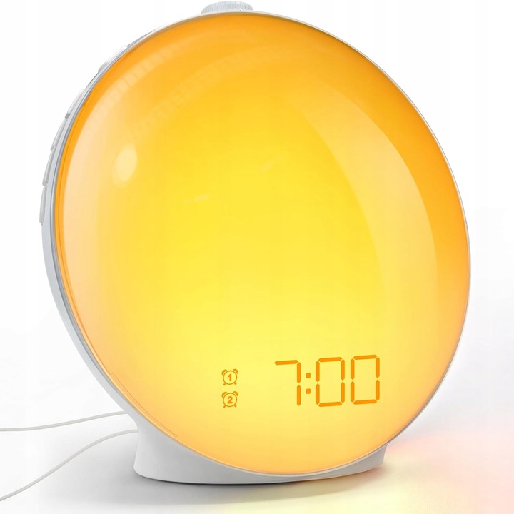 BUDZIK ŚWIETLNY ZEGAR DRZEMKA LAMPKA NOCNA RADIO SYMULATOR WSCHODU