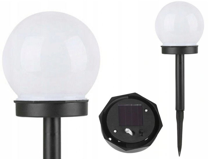12x Lampa ogrodowa wbijana LED SOLARNA KULA BIAŁA 10 cm