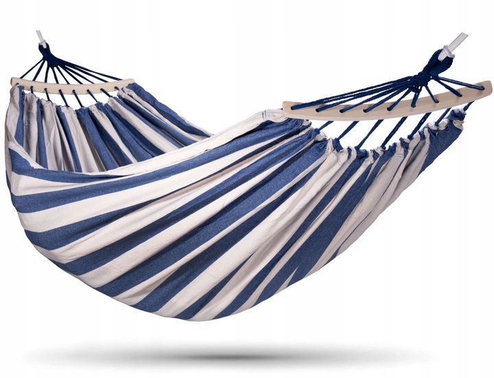 HAMAK 2 OSOBOWY Z PAŁĄKAMI 260x150 XXL MOCNY + HAKI + LINKI + POKROWIEC