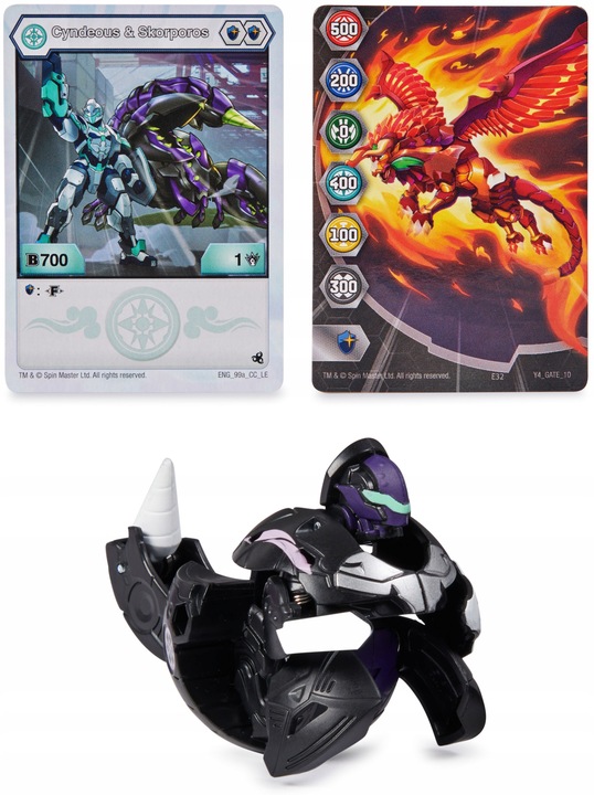 BAKUGAN LEGENDS FIGURKA CYNDEOUS X SKORPOROS KARTY