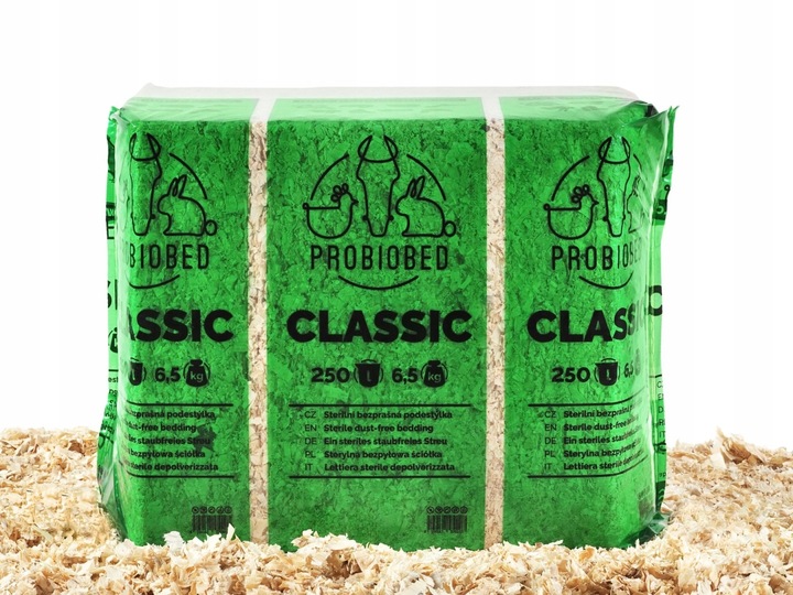 Bezpyłowe trociny ściółka ProBioBED Classic dla gryzoni, koni ODPYLONE 250l