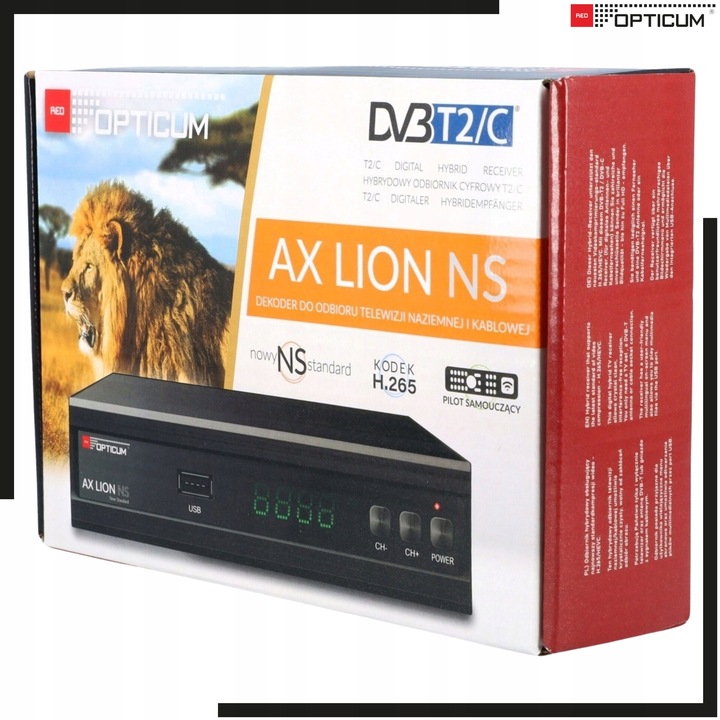 TUNER DVB T2 C OPTICUM AX LION NS HEVC H265 USB FULL HD DEKODER DO TV