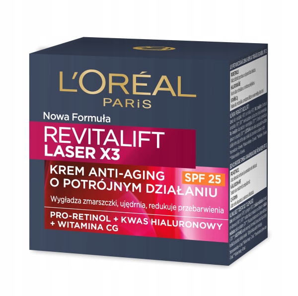 Loreal Revitalift Laser X3 Przeciwzmarszczkowy Krem Do Twarzy SPF25 50ml
