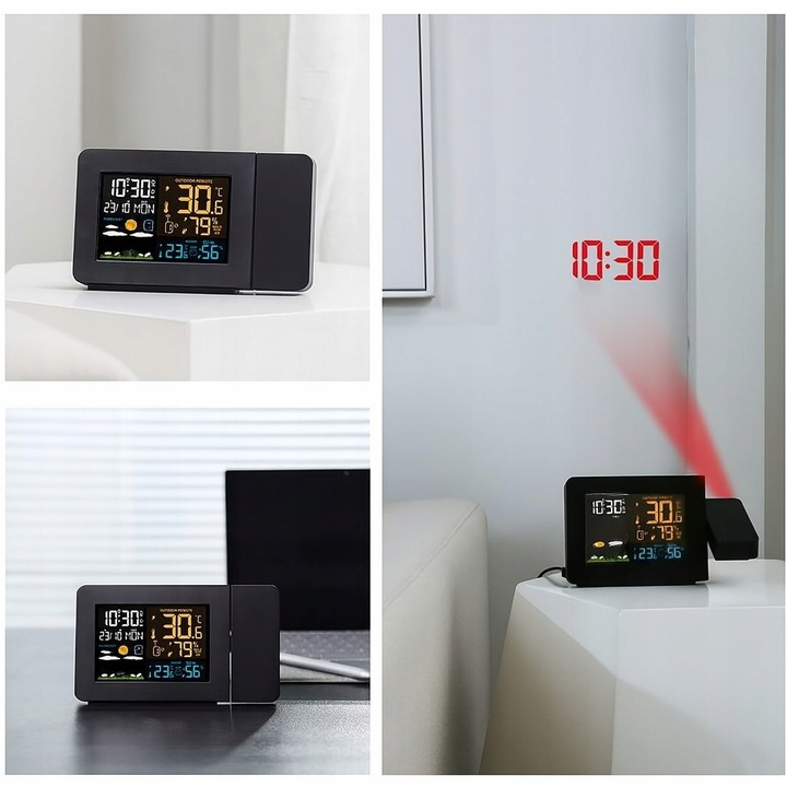 Stacja Pogody Pogodowa Zegar Czujnik Zewnętrzny Higrometr Budzik