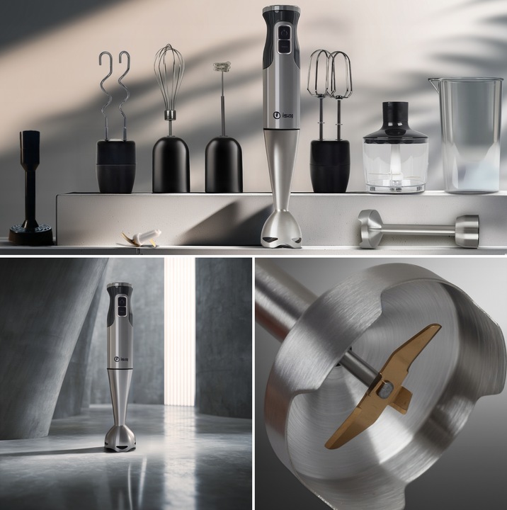 BLENDER RĘCZNY ISAJ BL1 MIKSER WIELOFUNKCYJNY TURBO 1400W OSTRZA