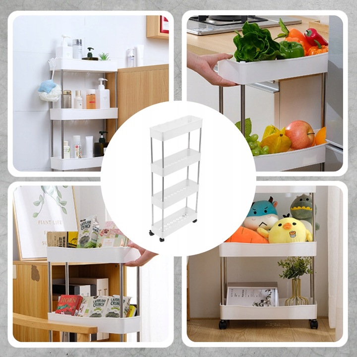 PÓŁKA ŁAZIENKOWA KUCHENNA SZAFKA NA KÓŁKACH REGAŁ 4 POZIOMOWY Z