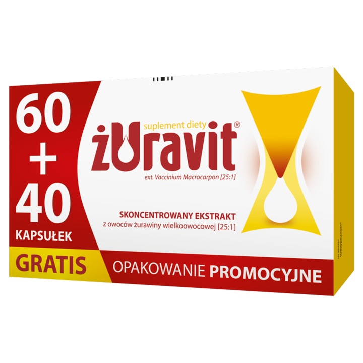 Żuravit 60 + 40 kaps gratis Zdrowy układ moczowy